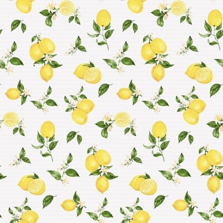 Coupon 3m Tissu Enduit Limonada Citrons Jaunes 