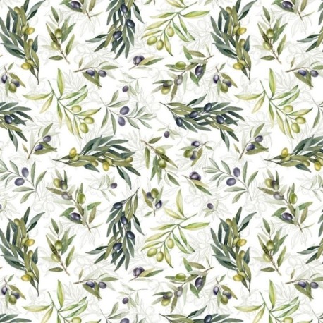 Coupon 3m Tissu Toile Loneta Enduit Arbequina Olives