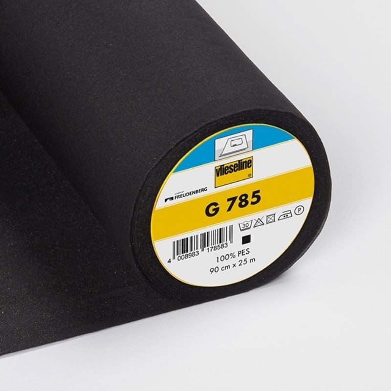 Coupon 3m Tissu Vlieseline G785 Entoilage Thermocollant Noir L90 