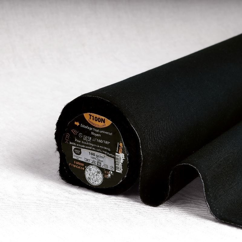 Coupon 3m Tissu T100n-entoilage Tissé Thermocollant Noir
