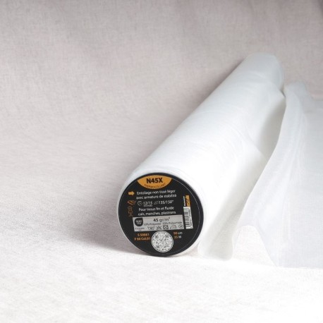 Coupon 3m Tissu N45x-entoilage Non Tissé Léger Thermocollant Blanc