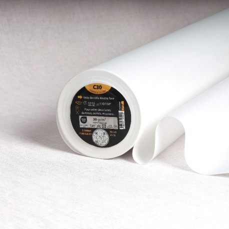 Coupon 3m Tissu C30-voile Thermocollant Double Face Transparent