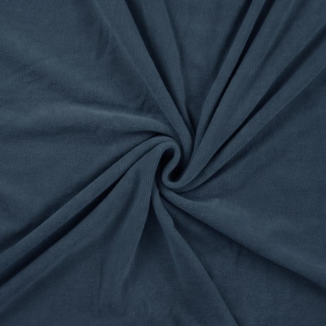 Coupon 3m Tissu Eponge Jersey Pico Uni Bleu Marine