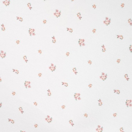 Coupon 3m Tissu Eponge Jersey Pico Imprimé Fleurs Poudre