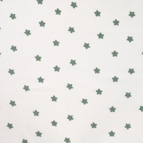 Coupon 3m Tissu Eponge Jersey Pico Imprimé Etoile Kaki