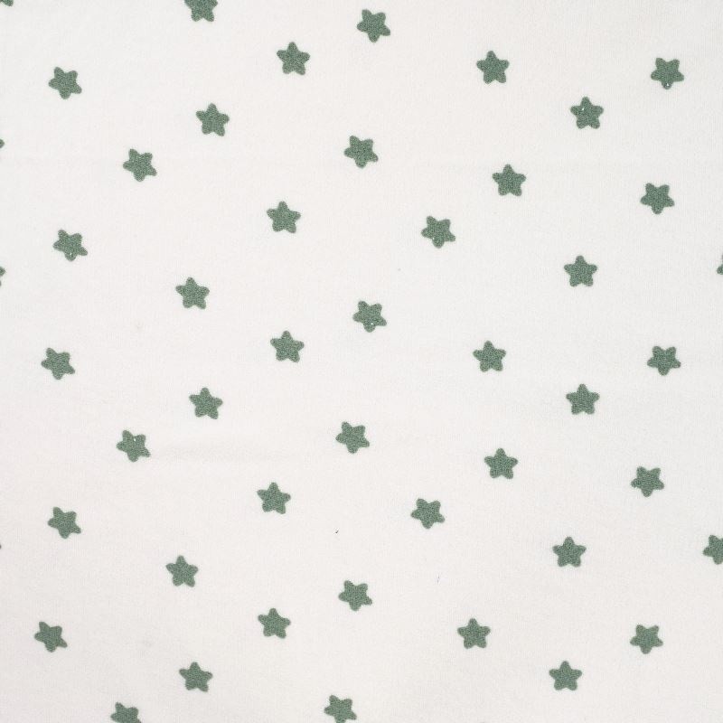 Coupon 3m Tissu Eponge Jersey Pico Imprimé Etoile Kaki