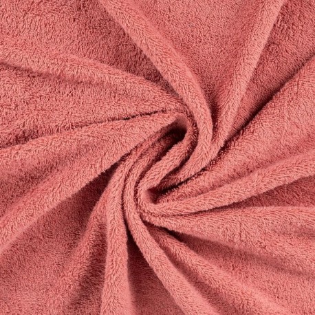 Coupon 3m Tissu Eponge Uni Peche Foncé