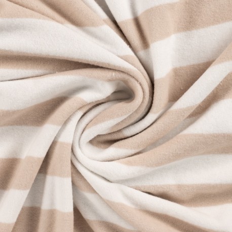 Coupon 3m Tissu Pico Terry Rayures Sable 