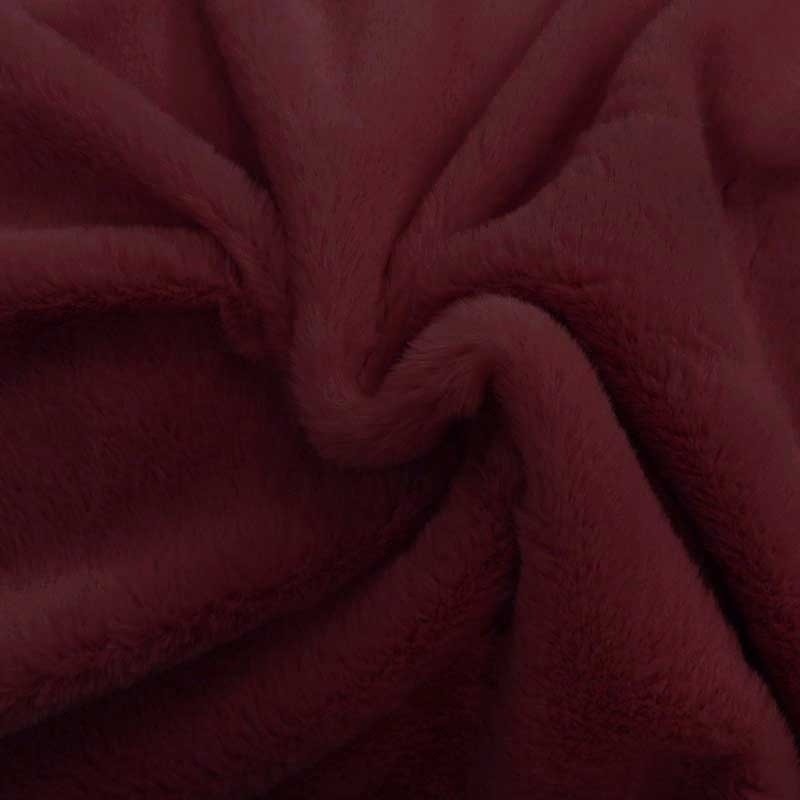 Coupon 3m Tissu Fausse Fourrure Bordeaux