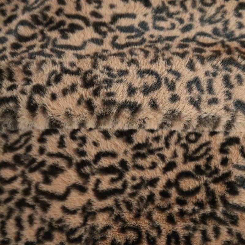 Coupon 3m Tissu Fausse Fourrure Leopard Beige