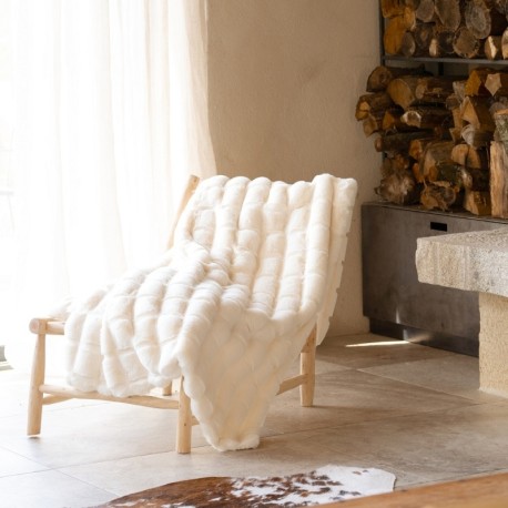 Coupon 3m Tissu Fausse Fourrure Pelissa Ecru