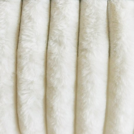 Coupon 3m Tissu Toudou Fausse Fourrure Côtelée Ecrue
