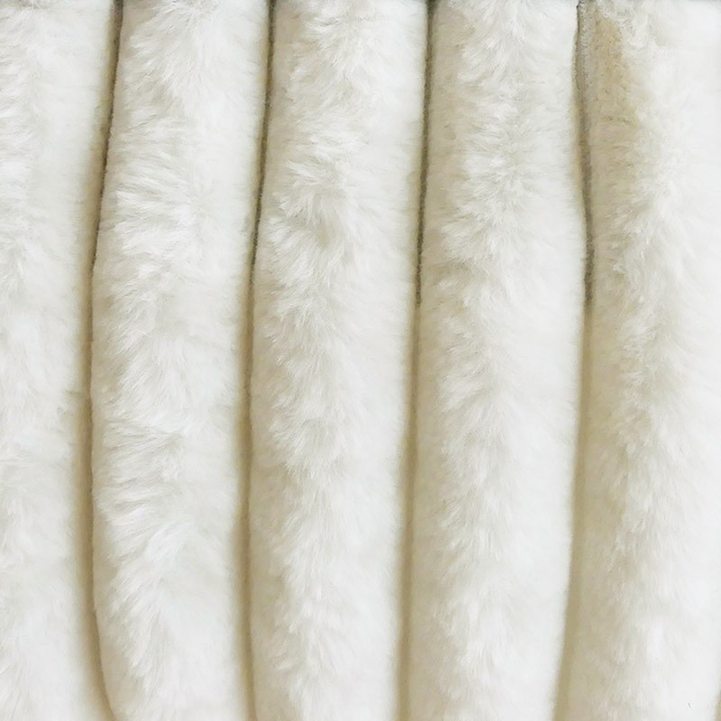 Coupon 3m Tissu Toudou Fausse Fourrure Côtelée Ecrue