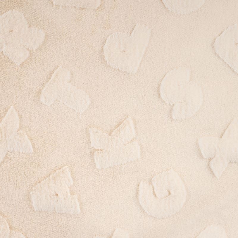 Coupon 3m Tissu Fausse Fourrure Imprimé Lettre Ecru