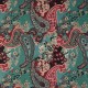 Coupon 3m Tissu Nylon Mesh Imprimé Paisley Petrole 