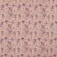 Coupon 3m Tissu Gabardine Coton Twill Fleurs Mauve 