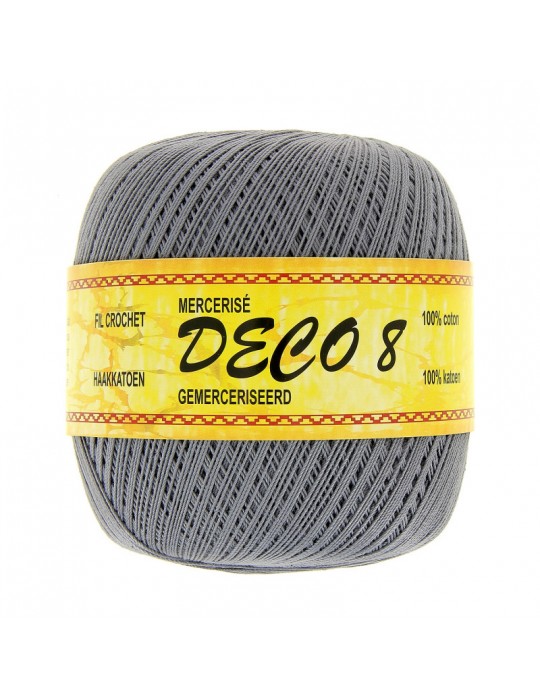 Pelote coton à crocheter Deco 8 gris