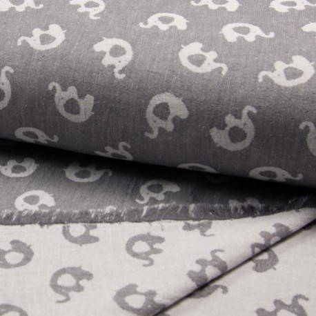 Coupon 3m Tissu Jacquard Double Face Elephant Gris Fonce
