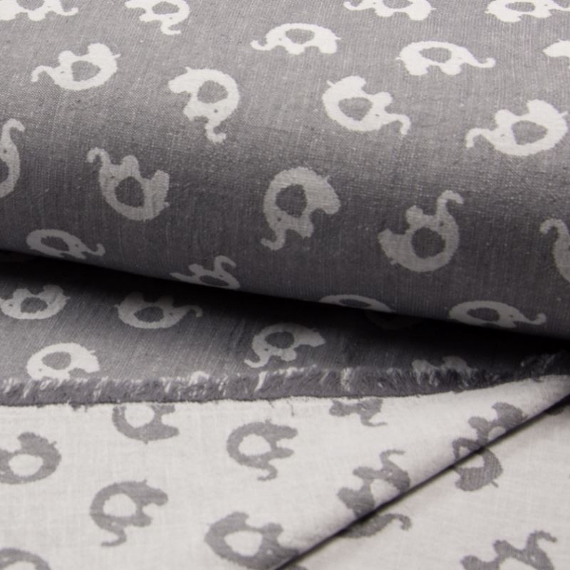 Coupon 3m Tissu Jacquard Double Face Elephant Gris Fonce