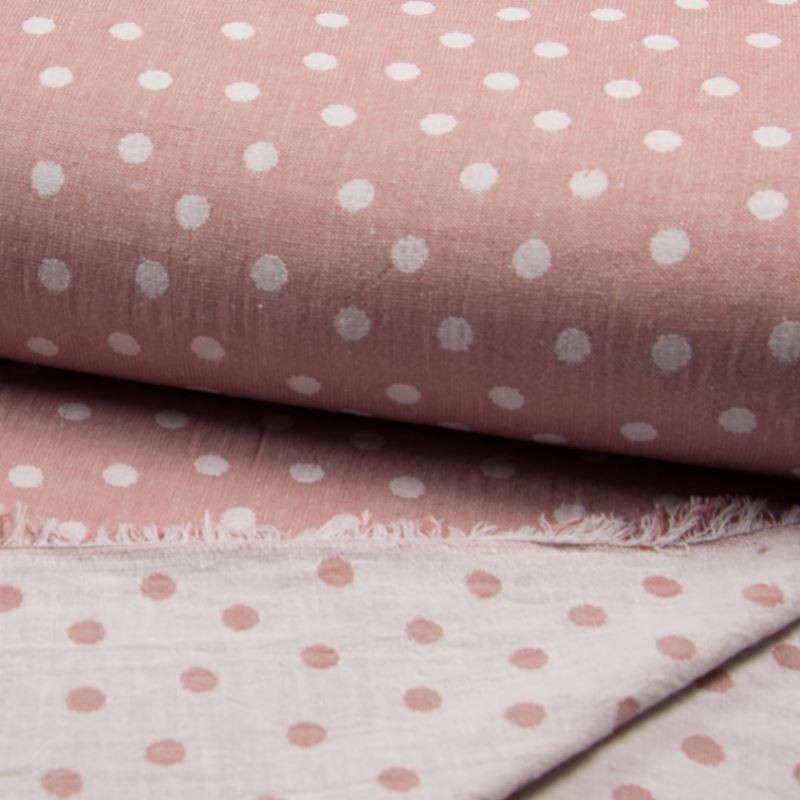 Coupon 3m Tissu Jacquard Double Face Pois Rose 