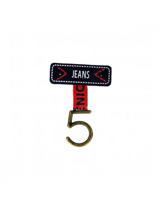 Mini badge jeans 5 à coudre 43 x 55 mm noir