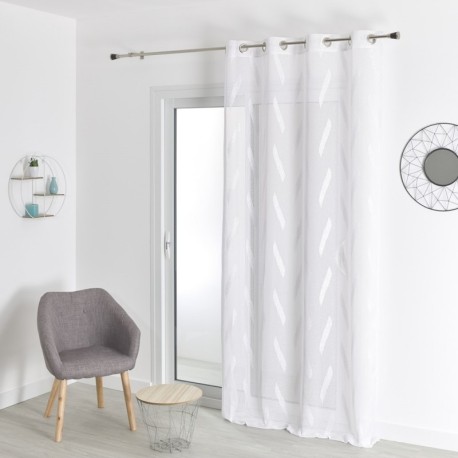 Coupon 3m Tissu Voilage Etamine Jacquard Envol coloris Argent 