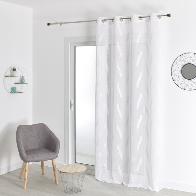 Coupon 3m Tissu Voilage Etamine Jacquard Envol coloris Argent 