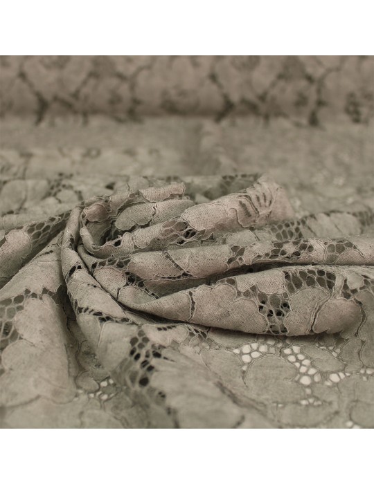 Tissu dentelle florale gris