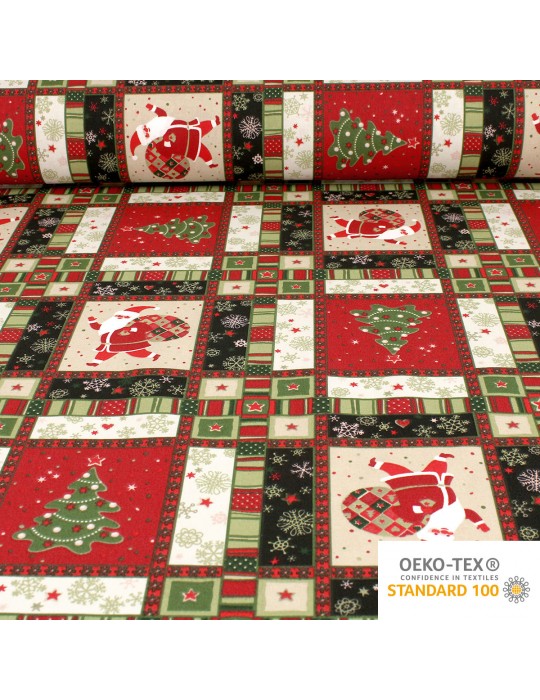 Tissu coton imprimé Noël OEKO-TEX rouge