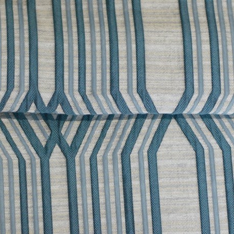 Coupon 3m Tissu Jacquard Relief Roky Bleu