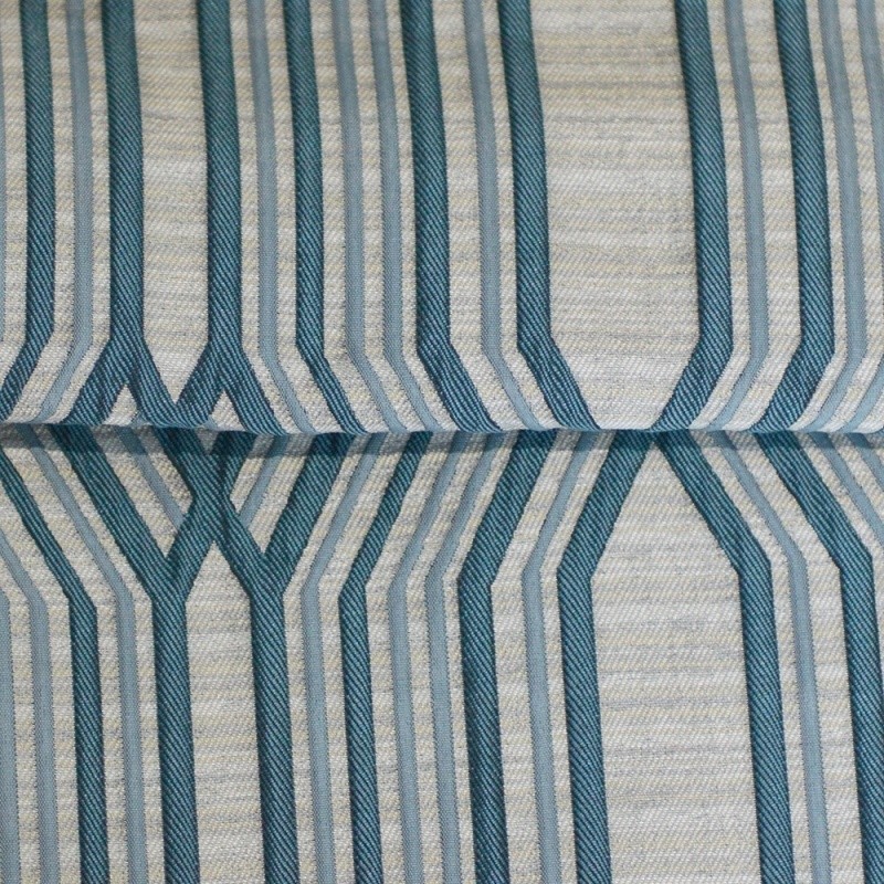 Coupon 3m Tissu Jacquard Relief Roky Bleu
