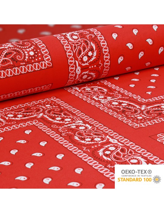Coupon coton imprimé 150 x 50 cm rouge