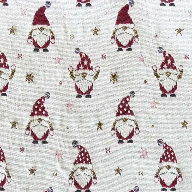 Coupon 3m Tissu Jacquard Perlin Lutins Blanc