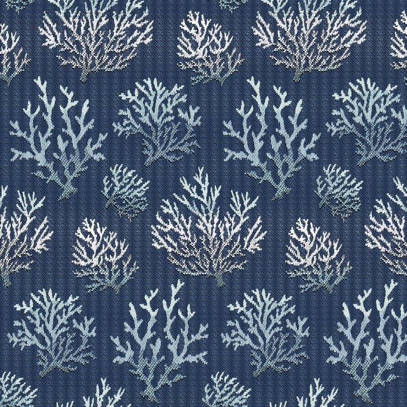 Coupon 3m Tissu Jacquard Corail Coloris Marine 