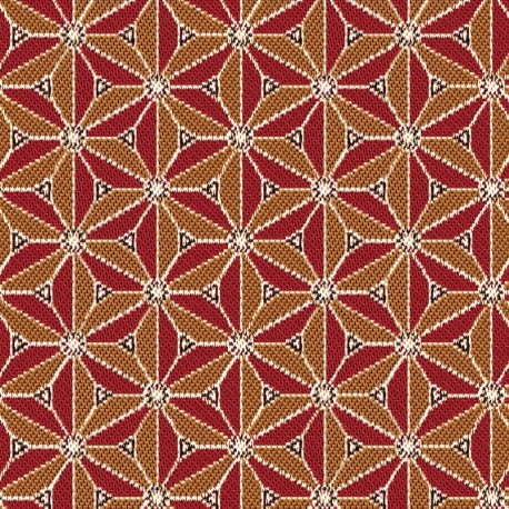 Coupon 3m Tissu Jacquard Origami Coloris Rouge jaune 