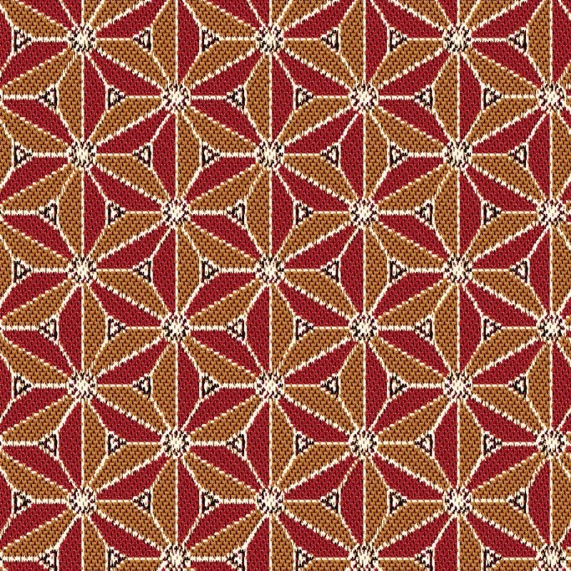 Coupon 3m Tissu Jacquard Origami Coloris Rouge jaune 