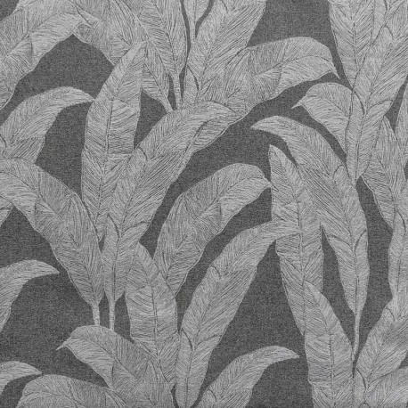 Coupon 3m Tissu Jacquard Feuillage Taupe