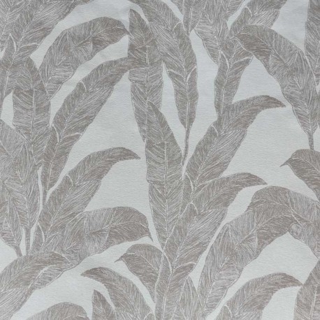 Coupon 3m Tissu Jacquard Feuillage Beige 