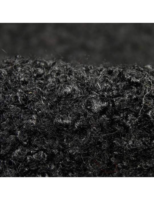 Tissu lainage bouclettes polyester noir