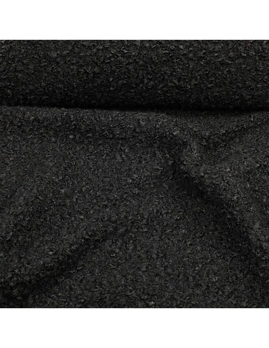 Tissu lainage bouclettes polyester noir