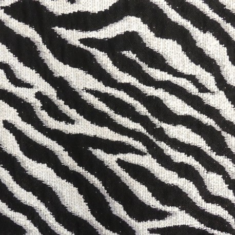 Coupon 3m Tissu Jacquard Tanzanie Zebre Noir blanc 
