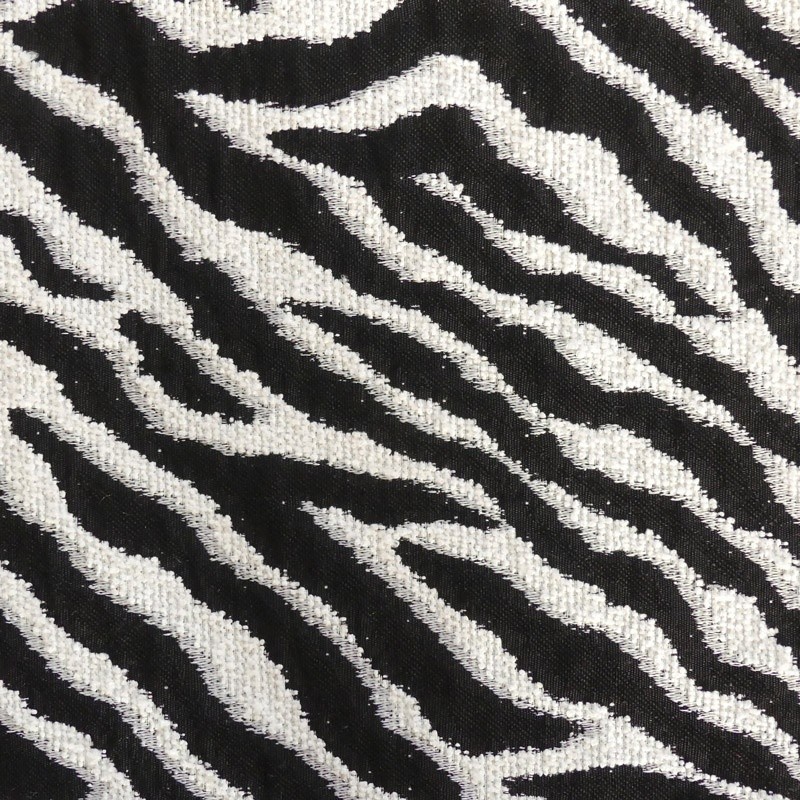 Coupon 3m Tissu Jacquard Tanzanie Zebre Noir blanc 