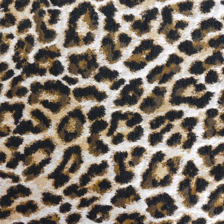 Coupon 3m Tissu Jacquard Pelage Leopard Peanut