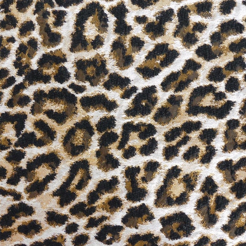 Coupon 3m Tissu Jacquard Pelage Leopard Peanut