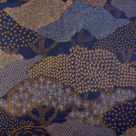 Coupon 3m Tissu Jacquard Hokkaido Bleu 