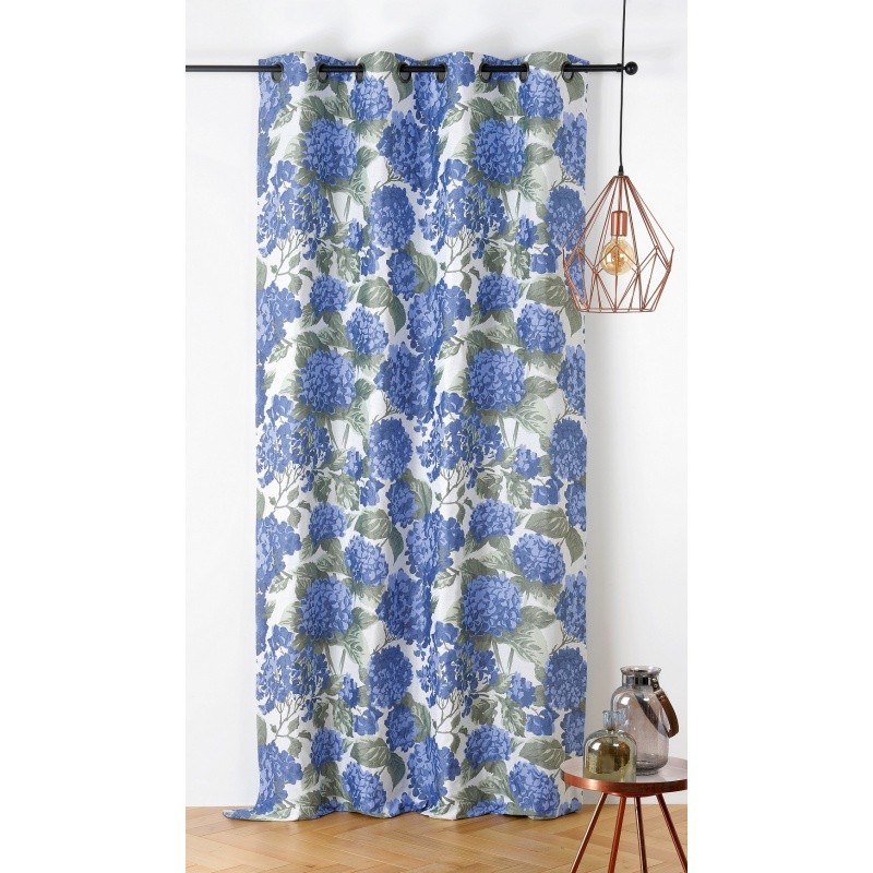 Coupon 3m Tissu Jacquard Hortensia Bleu 
