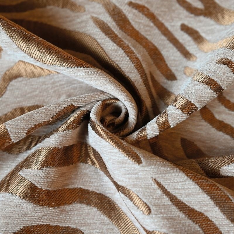 Coupon 3m Tissu Jacquard Chenillé Mombassa Ocre