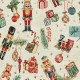 Coupon 3m Tissu Jacquard Noël Spiller Casse Noisette Lurex Or 
