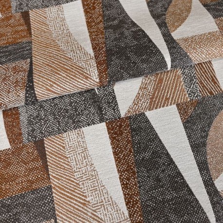 Coupon 3m Tissu Jacquard Géométrique Macao Ocre