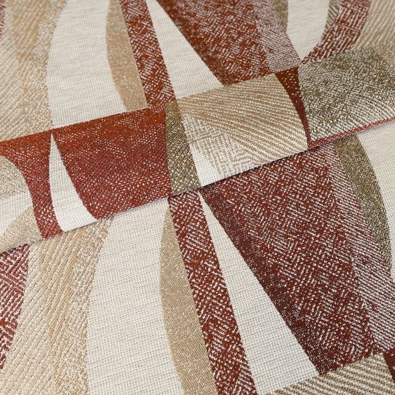 Coupon 3m Tissu Jacquard Géométrique Macao Terracotta